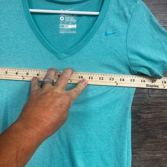Nike Pastel Blue Vneck Dri Fit Short Sleeve Tee - Picture 5 of 7
